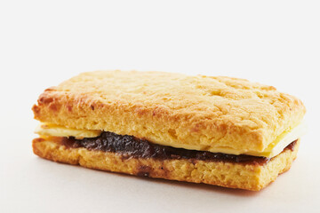 Cheese red bean butter bread on a white background