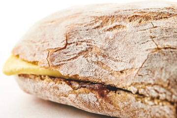 Cheese red bean butter bread on a white background