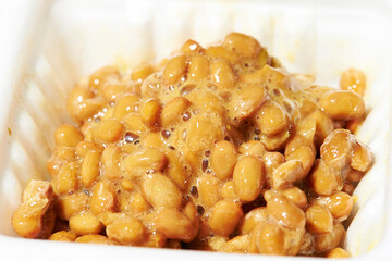 Fresh raw natto, fermented soybeans 