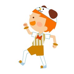 犬の衣装を着た子供