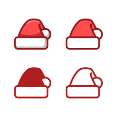 Santa Claus hat stocking cap icon clipart set