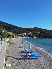 Fototapeta na wymiar sea beach in menindi village tourist resort in aitoloakarnania perfecture greece