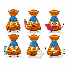 architect orange candy wrappers cute mascot character with pliers