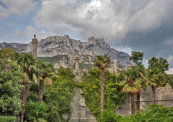 Obraz premium Park of Vorontsov palace in Alupka. Crimea. Ukraine