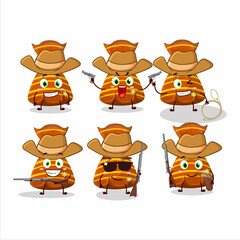 Cool cowboy orange candy wrappers cartoon character with a cute hat