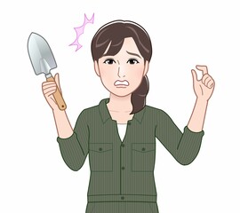 作業着を着た女性のイラスト