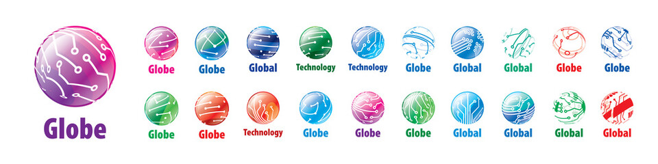 A set of abstract vector logos of the global network