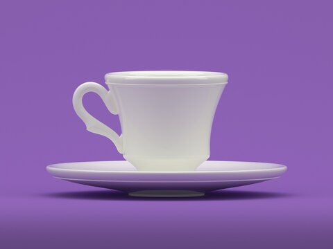 A white cup on a white saucer