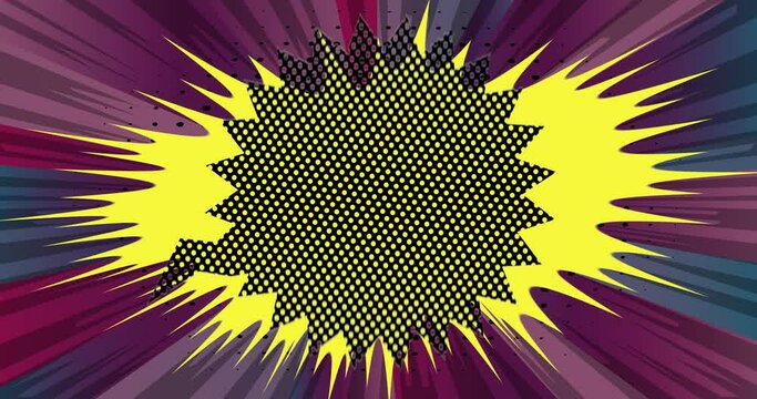Abstract Comic Book Background. Motion poster. 4k animated Cartoon fast motion clouds, elements stock video. Comics backdrop. Retro pop art style.