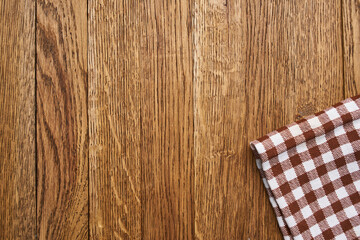 wooden table plaid tablecloth decoration kitchen top view