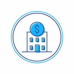 Filled outline Bank building icon isolated on white background. Vector