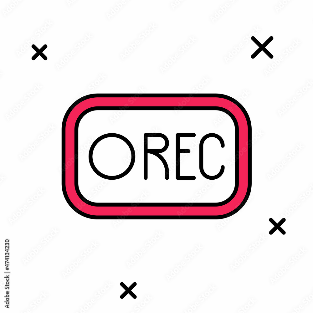 Poster filled outline record button icon isolated on white background. rec button. vector