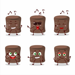 An image of chocolate marshmallow dancer cartoon character enjoying the music