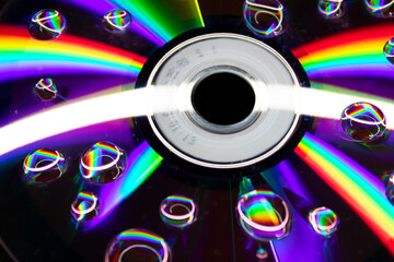 Water drops on compact disc (CD-DVD). 
