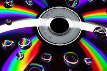 Water drops on compact disc (CD-DVD). 