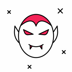Filled outline Vampire icon isolated on white background. Happy Halloween party. Vector