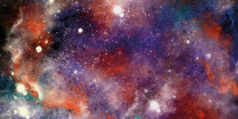 Abstract cosmos background, Deep Space Banner, Nebula and galaxies in space.