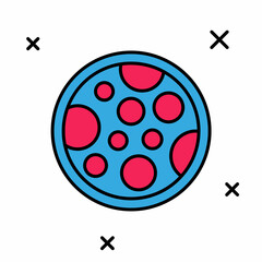 Filled outline Pizza icon isolated on white background. Fast food menu. Vector