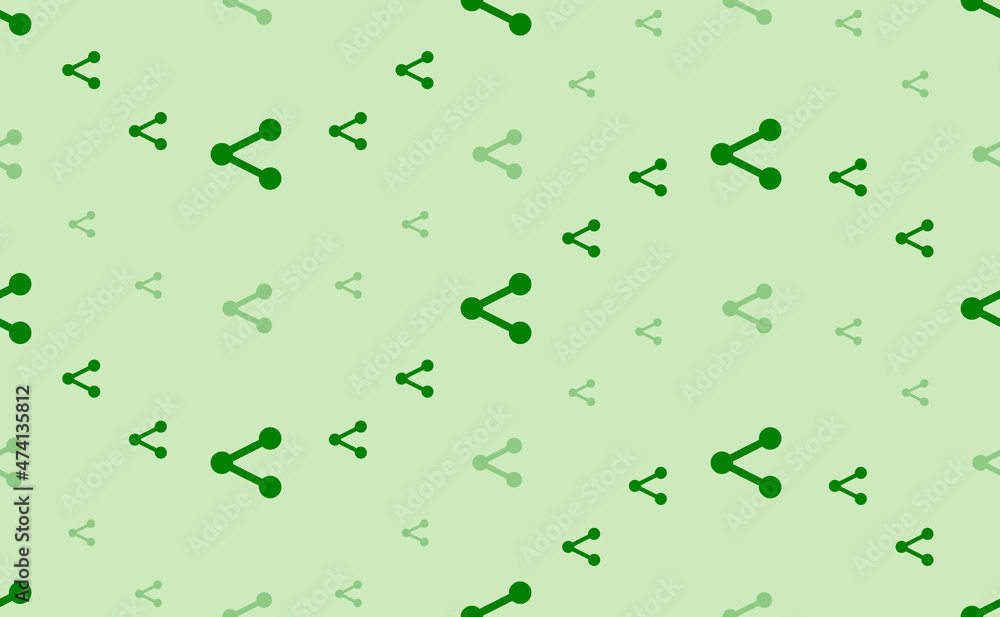 Poster seamless pattern of large and small green share symbols. the elements are arranged in a wavy. vector