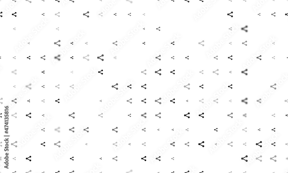 Poster seamless background pattern of evenly spaced black share symbols of different sizes and opacity. vec