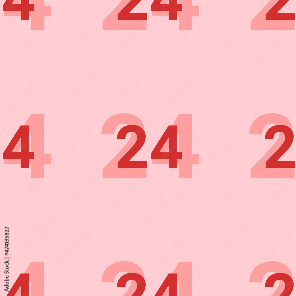 Poster seamless pattern of large isolated red around the clock symbols. the elements are evenly spaced. vec