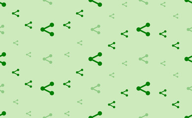 Obraz na płótnie Canvas Seamless pattern of large and small green share symbols. The elements are arranged in a wavy. Vector illustration on light green background