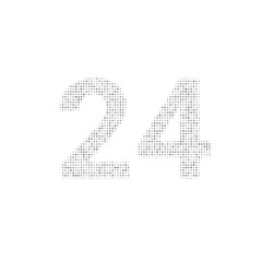 The around the clock symbol filled with black dots. Pointillism style. Vector illustration on white background