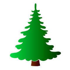 Pine, fir, tree vector green silhouette in flat style, isolated. Clipart, symbol merry christmas and happy new year. Template for children creativity, greeting cards, applications