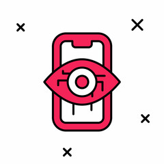 Filled outline Computer vision icon isolated on white background. Technical vision, eye circuit, video surveillance system, augmented reality systems. Vector