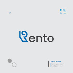 R letter logo simple line logo with blue color fold