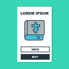 Obraz premium Filled outline Holy bible book icon isolated on turquoise background. Vector