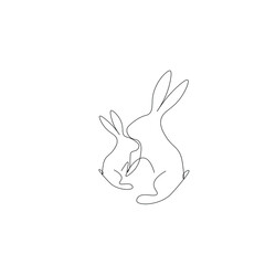 Bunny animal line drawing vector illustration