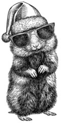 black and white engrave isolated hamster illustration