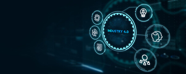 Industry 4.0 Cloud computing, physical systems, IOT, cognitive computing industry.  3d illustration