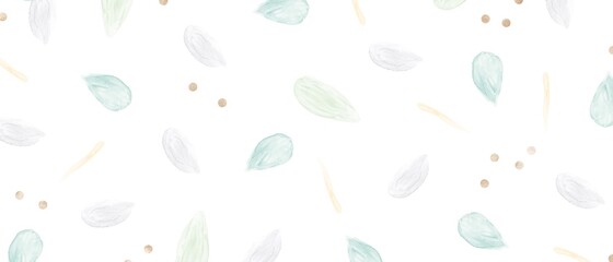 アルコールインクアートの背景）緑とグレーと黄色　ナチュラル　葉　植物　筆　かわいい　バナー　ゴールド