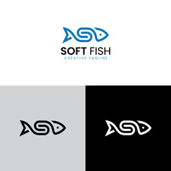 fish logo plus s negative letter logo template