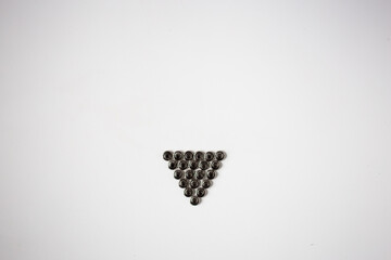 Very close metal parts on a large white background