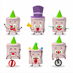 Cartoon character of strawberry marshmallow with various circus shows