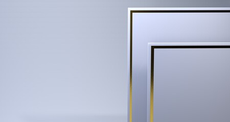 Mock-up 3d render? simple blank space and greeting card with golden frame