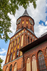 Kaliningrad, Russia, June 28, 2021. Architectural fragment of one of the facades of the Cathedral