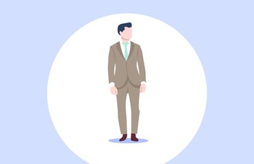 business man wearing a full suit shirt vector