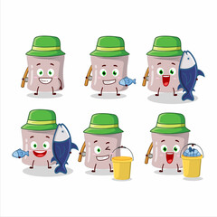 A fisherman strawberry marshmallow cartoon picture catch a big fish