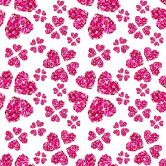 Seamless texture Heart Valentine's day love funny beautiful delicate pattern watercolor red flowers cornflower