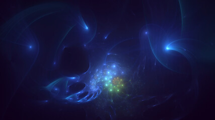 3D rendering abstract multicolor fractal light background