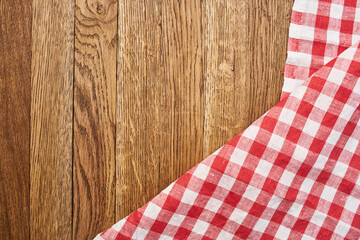 wooden table plaid tablecloth decoration kitchen top view