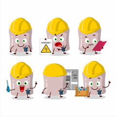 Professional Lineman strawberry marshmallow cartoon character with tools