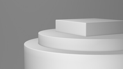 3d render mock up. White podium for anything