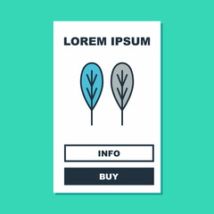 Filled outline Leaf icon isolated on turquoise background. Leaves sign. Fresh natural product symbol. Vector