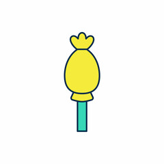 Filled outline Opium poppy icon isolated on white background. Poppy Papaver somniferum flower seed head. Vector