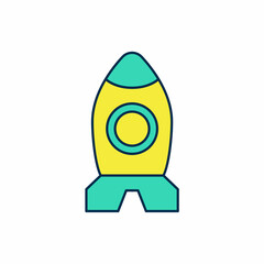 Filled outline Rocket ship toy icon isolated on white background. Space travel. Vector